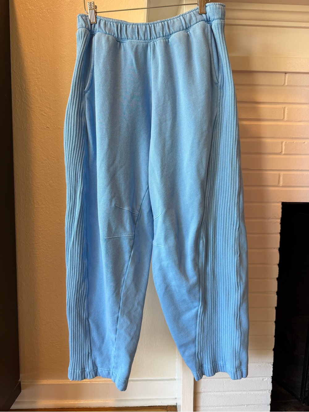 Aerie Blue Vinyl Ribbed Side Panel Jogger Sweatpants M Long